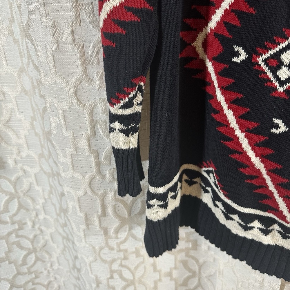 Lauren Ralph Lauren Sweater Womens Black Red Southwest Aztec Knit Pullover Sz XL - Picture 6 of 8
